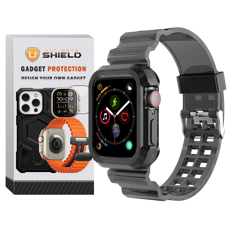 بند آلتیمیت شیلد مدل Transparent Shock مناسب برای اپل واچ 44 mm سری SE به همراه کاور