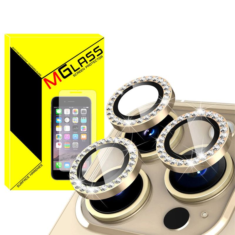 محافظ لنز دوربین ام‌گلس مدل Ring Metal Diamond مناسب برای گوشی موبایل اپل Iphone 14 Pro / 14 Pro max