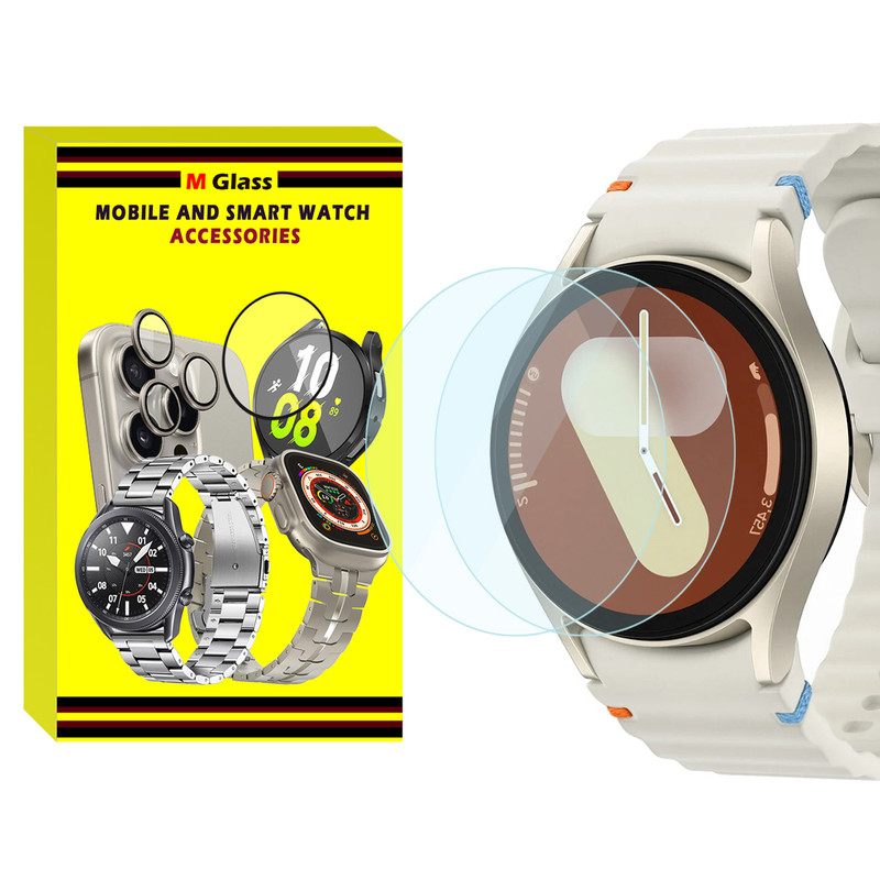 محافظ صفحه نمایش شیشه‌ای ام‌گلس مدل Glass-MG مناسب برای ساعت هوشمند سامسونگ Galaxy Watch 7 40mm بسته دو عددی