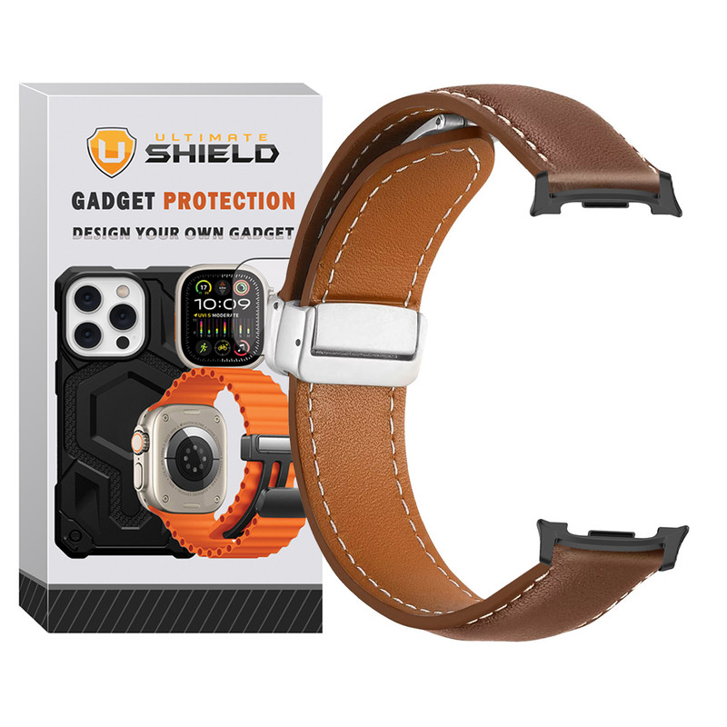 بند آلتیمیت شیلد مدل Leather Mag NV8 BK مناسب برای ساعت هوشمند سامسونگ Galaxy Watch 8 44mm