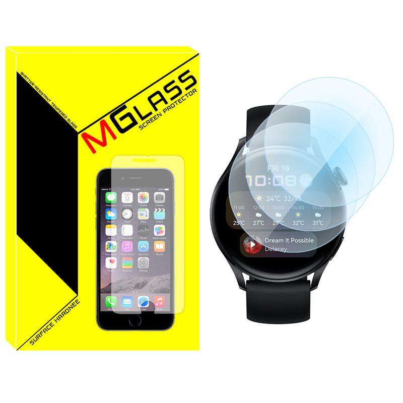 محافظ صفحه نمایش شیشه‌ای ام گلس مدل SH-MG مناسب برای ساعت هوشمند هوآوی Watch 3 Active Edition بسته سه عددی