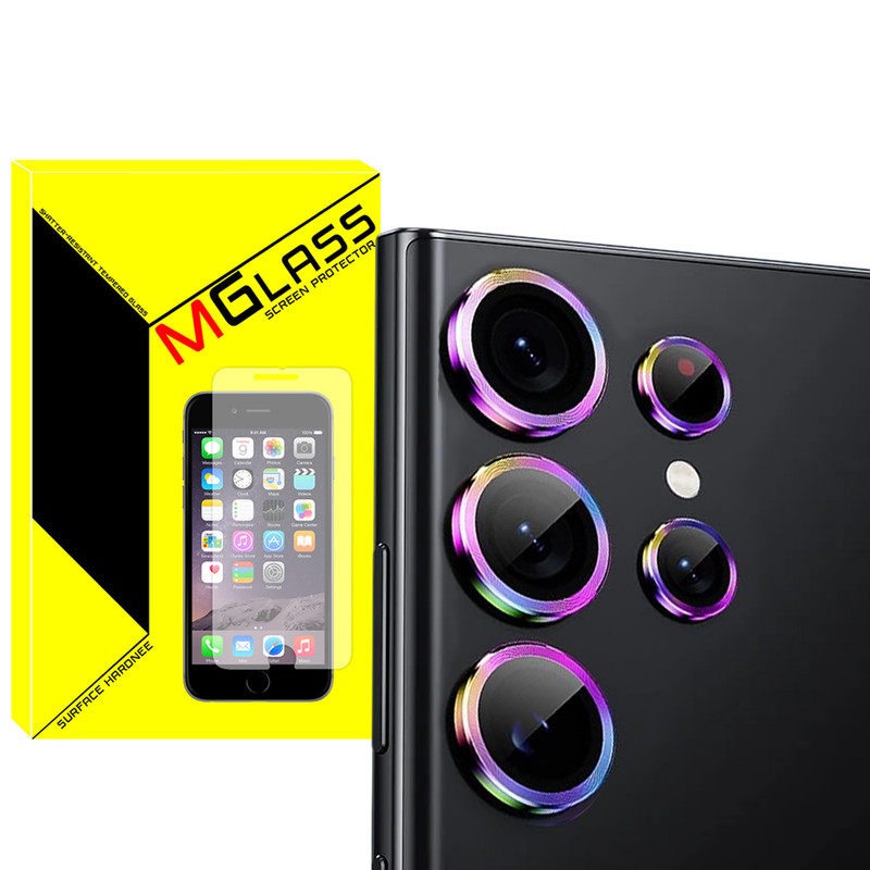 محافظ لنز دوربین ام‌گلس مدل Colorful Ring MG مناسب برای گوشی موبایل سامسونگ Galaxy S23 Ultra