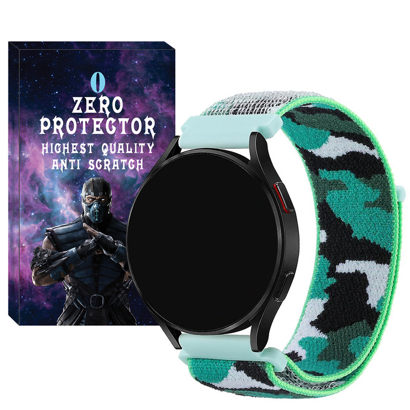 بند زیرو مدل Nylon-Army-ZR مناسب برای ساعت هوشمند سامسونگ Galaxy watch 4/5/6 سایز 40/43/44/46/47mm