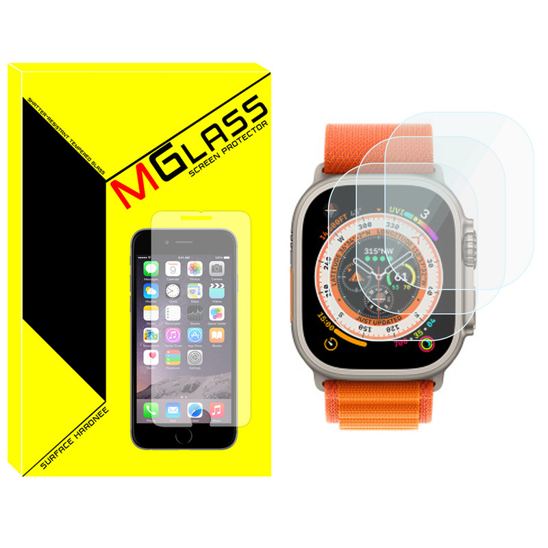 محافظ صفحه نمایش شیشه‌ای ام‌گلس مدل Glass-MG مناسب برای ساعت هوشمند ویرفیت TW8 Ultra بسته سه عددی