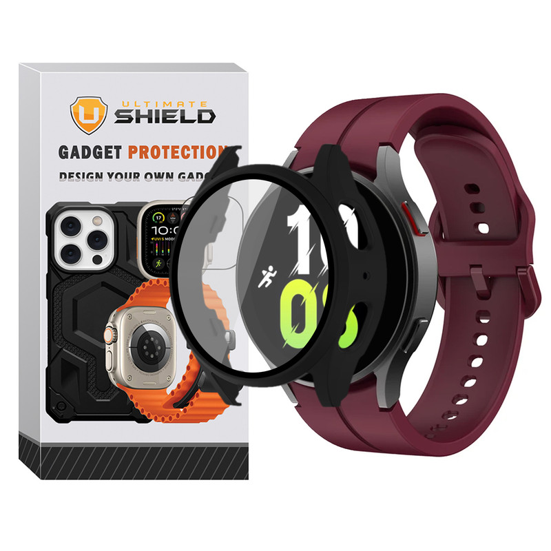 بند آلتیمیت شیلد مدل Silic ORG_GRD مناسب برای ساعت هوشمند سامسونگ Galaxy Watch 4 44mm / 5 44mm به همراه کاور