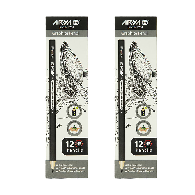 مداد مشکی آریا مدل 3001 بسته 24 عددی