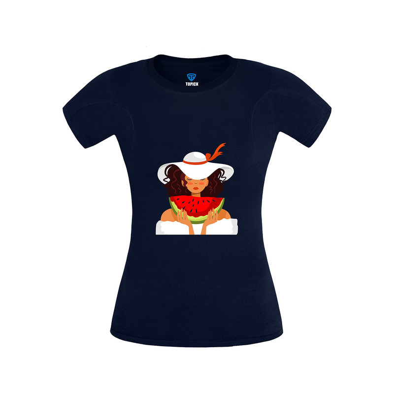 تی شرت آستین کوتاه زنانه تاپیک مدل ضدتعریق طرح دختر