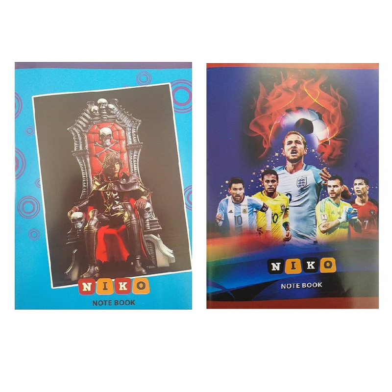 دفتر مشق 60 برگ نیکو مدل دزدان دریایی و فوتابالیست ها بسته 2 عددی