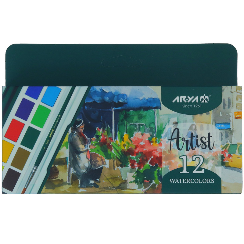 آبرنگ 12 رنگ آریا طرح گل