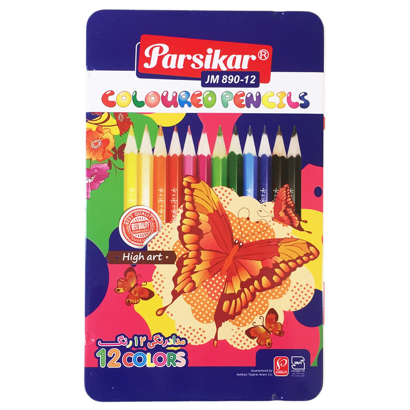 مداد رنگی 12 رنگ پارسیکار مدل JM890-12 Butterfly