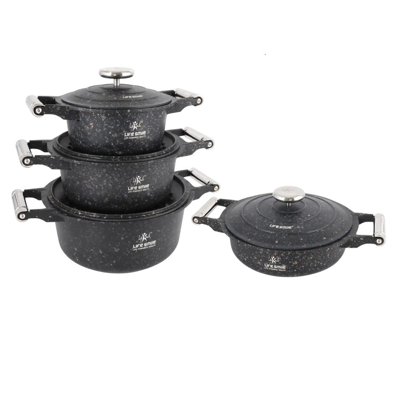 سرویس قابلمه و تابه آلومینیوم 8 پارچه لایف اسمایل مدل LIFEP20SS