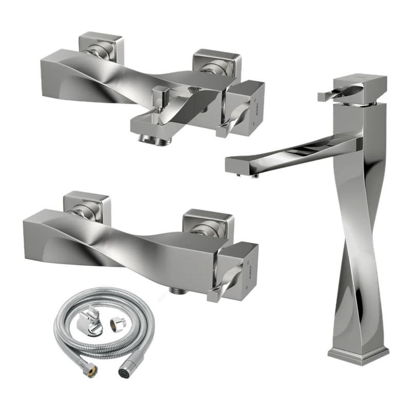 ست شیرآلات کسری مدل فیلادلفیا مجموعه 4 عددی کروم مات