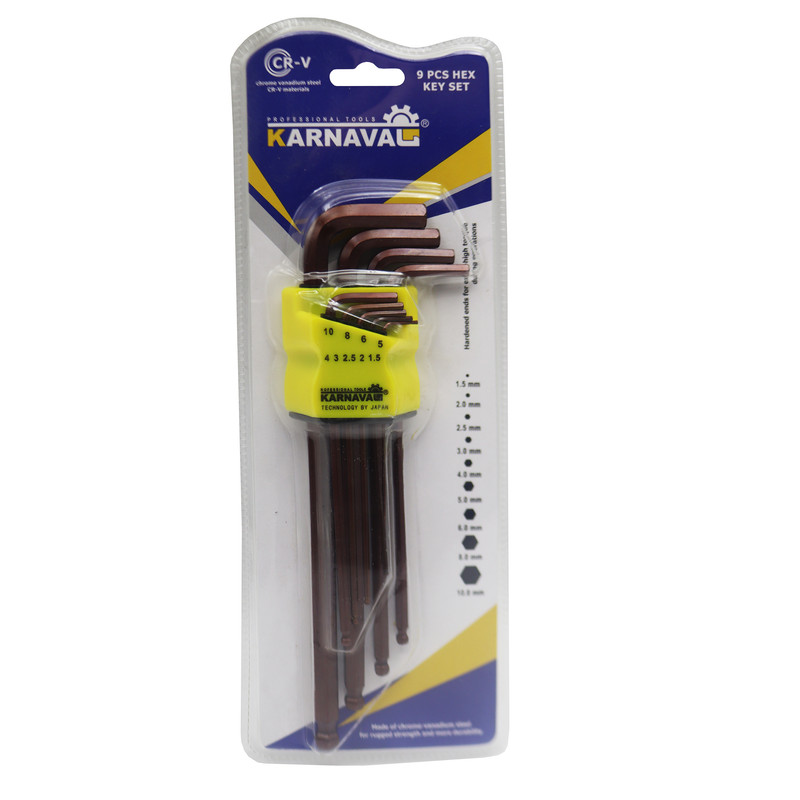 آچار آلن کارناوال مدل شش گوش YP-1.5/10MM مجموعه 9 عددی 