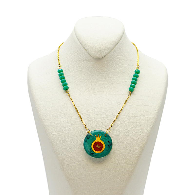 گردنبند زنانه آلتین هنر مدل روکش طلا انار و پروانه یلدا