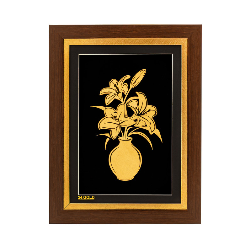 تابلو طلاکوب آلتین هنر مدل گلدان لیلیوم