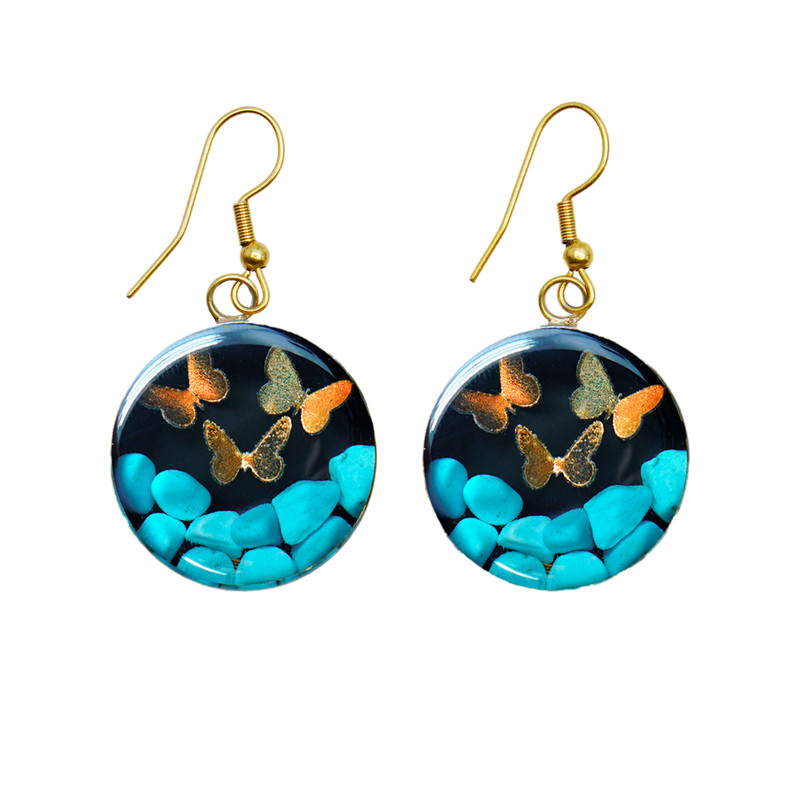 گوشواره آویز زنانه آلتین هنر بزازیان مدل روکش طلا سه پروانه