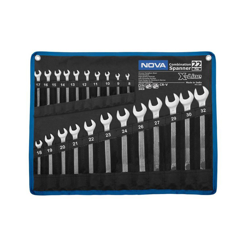 آچار یکسر تخت یکسر رینگی نوا مدل ایکس لاین  کد 1895 مجموعه 22 عددی