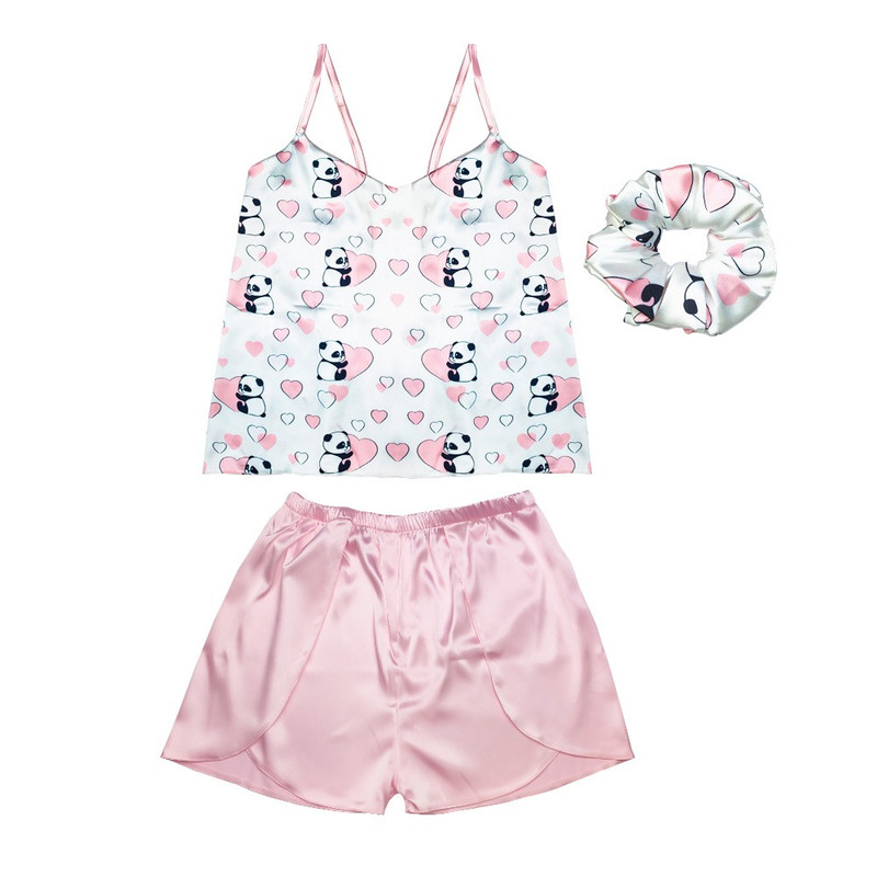 لباس خواب زنانه مدل سمنتا طرح پاندا کد 666014B به همراه اسکرانچی