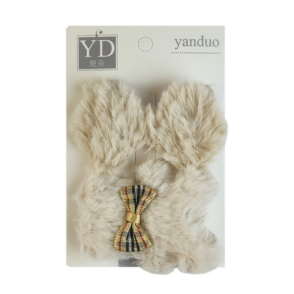 گیره مو زنانه مدل خرسی پشمالو کد 4034ak بسته دو عددی