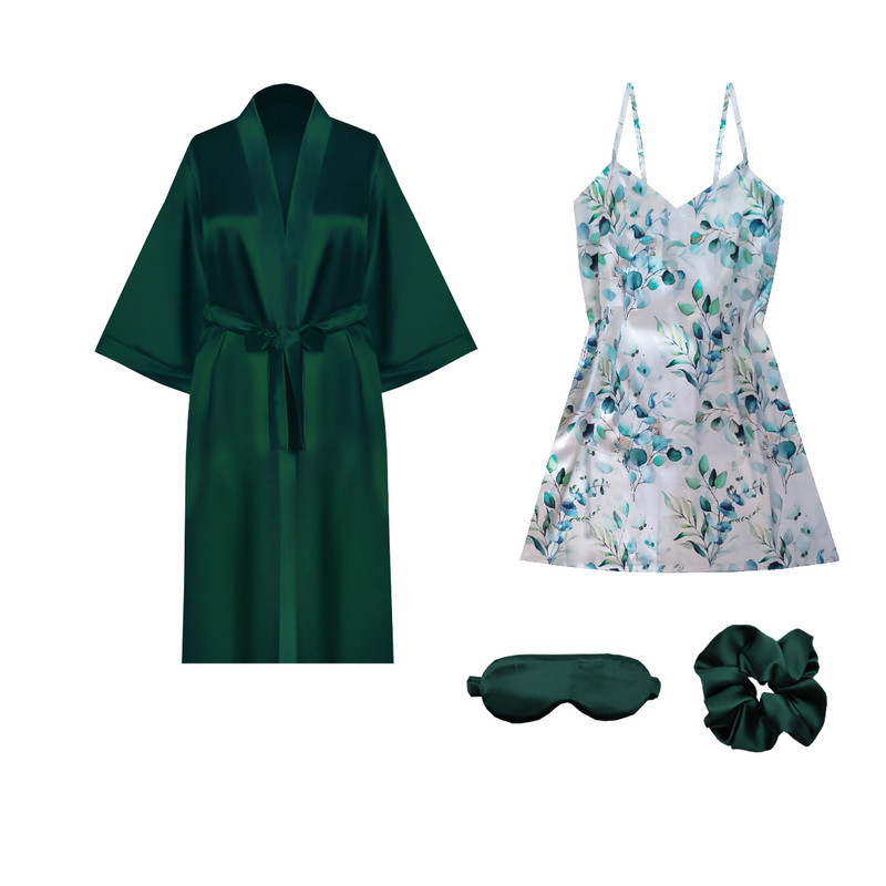 لباس خواب زنانه آنی لوکس مدل ساتن کد 66707 به همراه چشم بند و کش مو