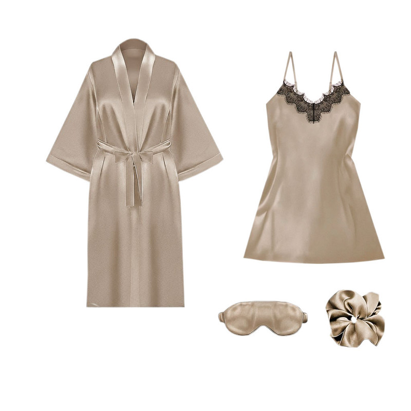 لباس خواب زنانه آنی لوکس مدل روژان کد 66709L به همراه چشم بند و کش مو