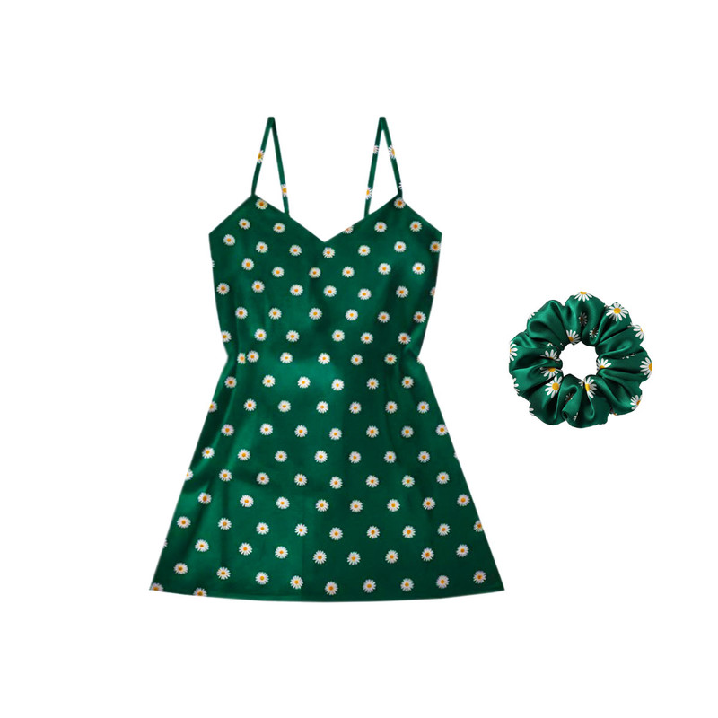 لباس خواب زنانه آنی لوکس مدل کاترین طرح گل بابونه کد 66404L به همراه اسکرانچی مو