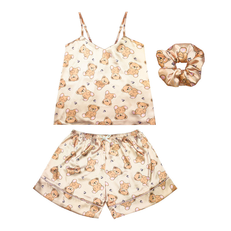 لباس خواب زنانه آنی لوکس مدل آلا طرح خرس تدی کد 666013L به همراه اسکرانچی