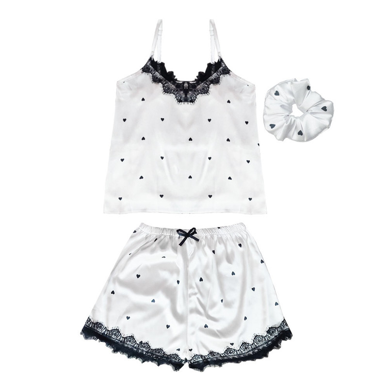 لباس خواب زنانه آنی لوکس مدل لیا طرح قلب کد 66508L به همراه اسکرانچی