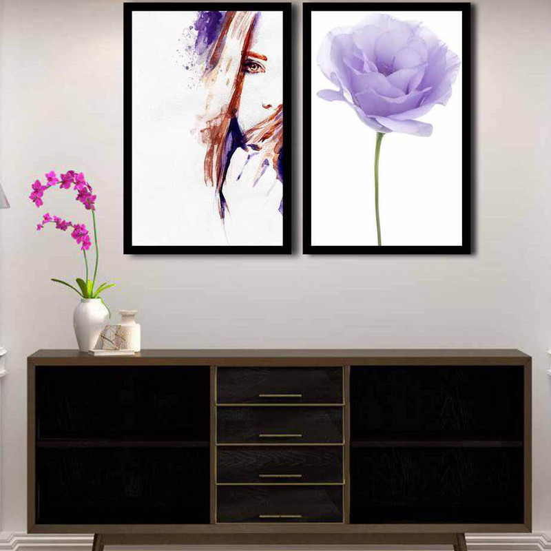 تابلو بکلیت طرح گل و چهره مدل دکوراتیو B-165 مجموعه 2 عددی