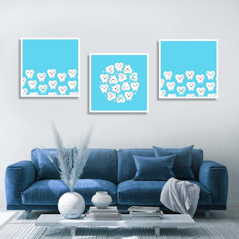 تابلو بکلیت طرح سلامت دندان و مطب دندانپزشکی مدل W-1317 مجموعه 3 عددی