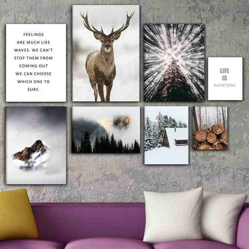 تابلو شاسی بکلیت طرح طبیعت و گوزن مدل SH-366 مجموعه 8 عددی