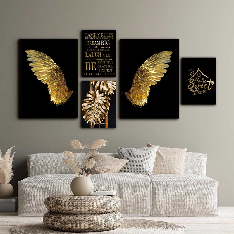 تابلو شاسی بکلیت طرح بال و برگ مدل SH-325 مجموعه 5 عددی