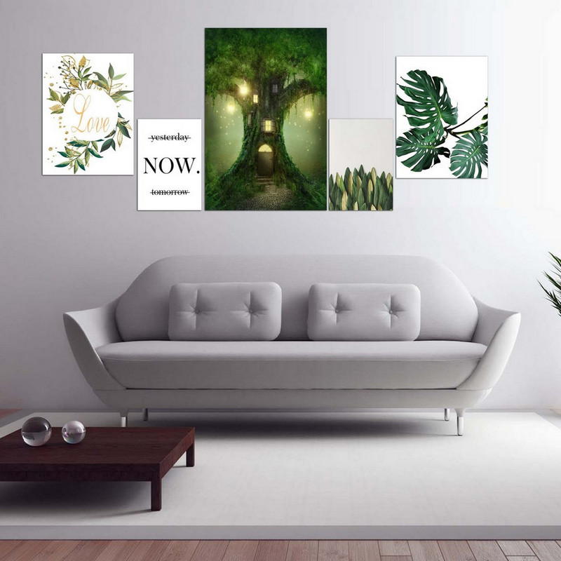 تابلو شاسی بکلیت طرح برگ انجیری و تک درخت مدل SH-242 مجموعه 5 عددی