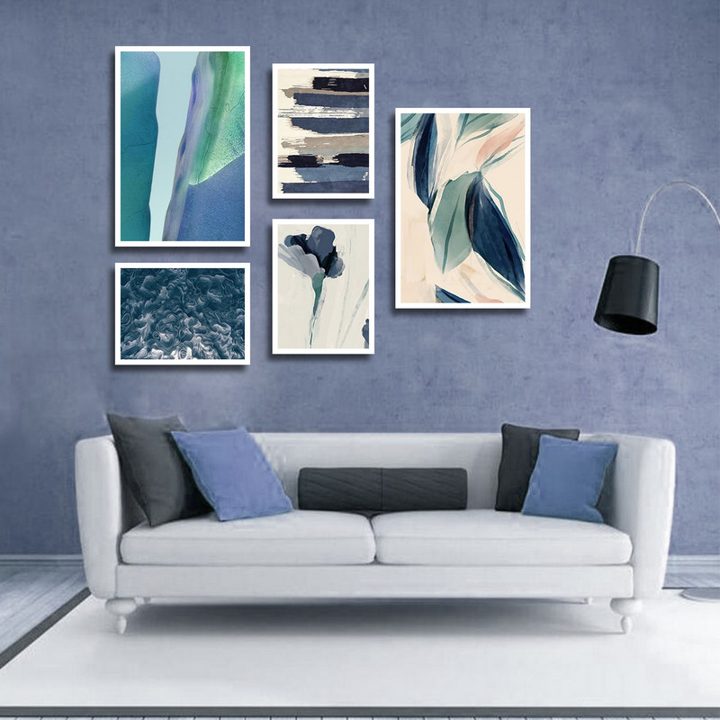 تابلو بکلیت طرح نقاشی مدرن سبک آبستره مدل W-1737 مجموعه 5 عددی