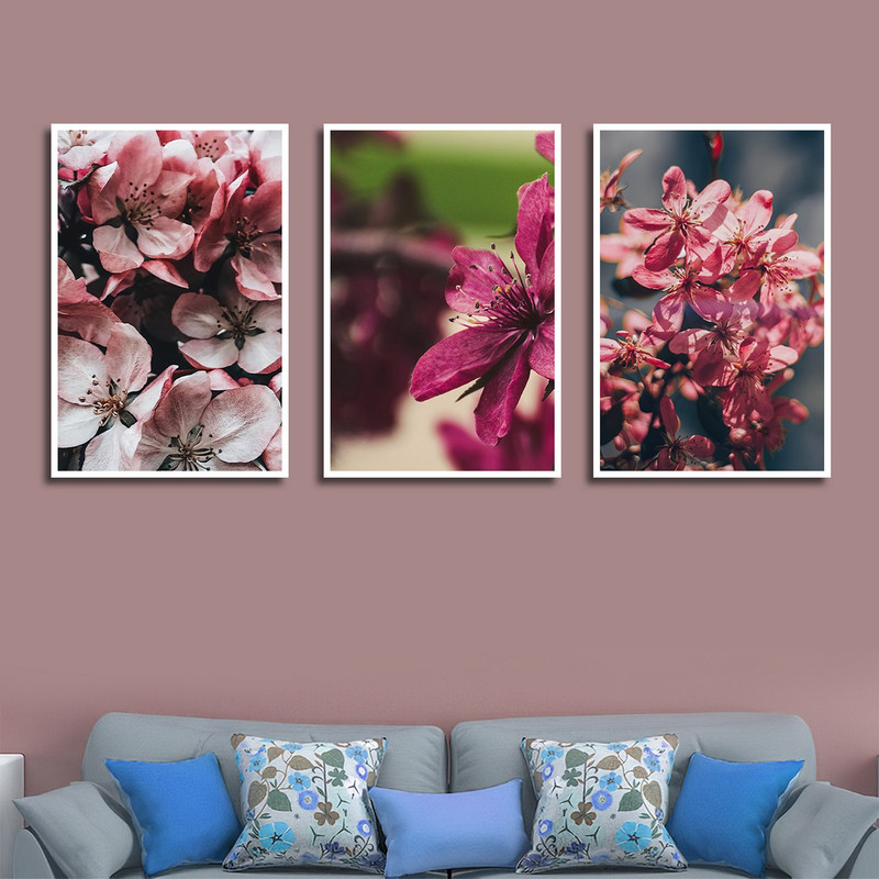 تابلو بکلیت طرح طبیعت و گل بهاری مدل W-1575 مجموعه 3 عددی