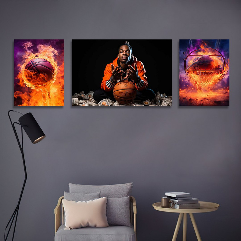 تابلو شاسی بکلیت طرح ورزشی توپ بسکتبال مدل SH-1198  مجموعه 3 عددی