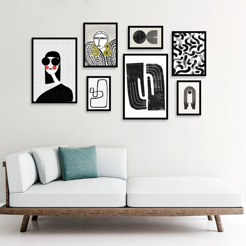 تابلو بکلیت مدل طرح نقاشی مینیمال دخترانه B-1104 مجموعه 7 عددی