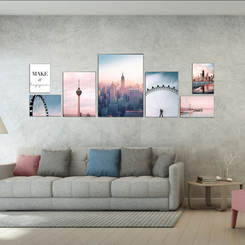 تابلو شاسی بکلیت طرح منظره شهر ی مدل SH-492 مجموعه 7 عددی