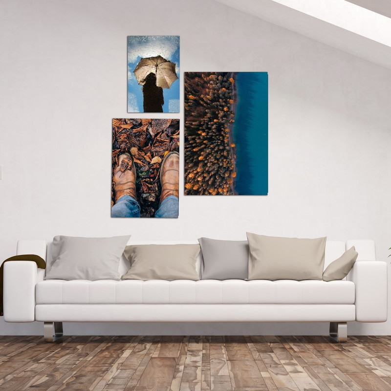 تابلو شاسی بکلیت طرح منظره پاییزی و فانتزی مدل SH-444 مجموعه 3 عددی