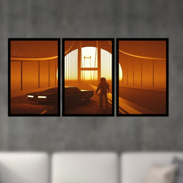 تابلو بکلیت طرح فضانورد و کره ی ماه مدل B-S4921 مجموعه 3 عددی