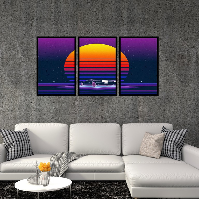 تابلو بکلیت طرح نقاشی ماشین مدل B-S4861 بسته 3 عددی