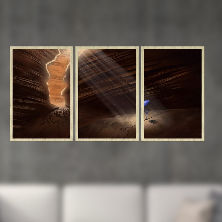 تابلو بکلیت طرح منظره ی دره سنگی مدل S4916 مجموعه 3 عددی