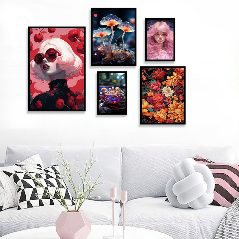 تابلو بکلیت طرح نقاشی مدرن مدل B-1196 مجموعه 5 عددی