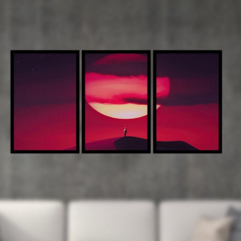 تابلو بکلیت طرح منظره غرب آفتاب مدل B-S4785 مجموعه 3 عددی