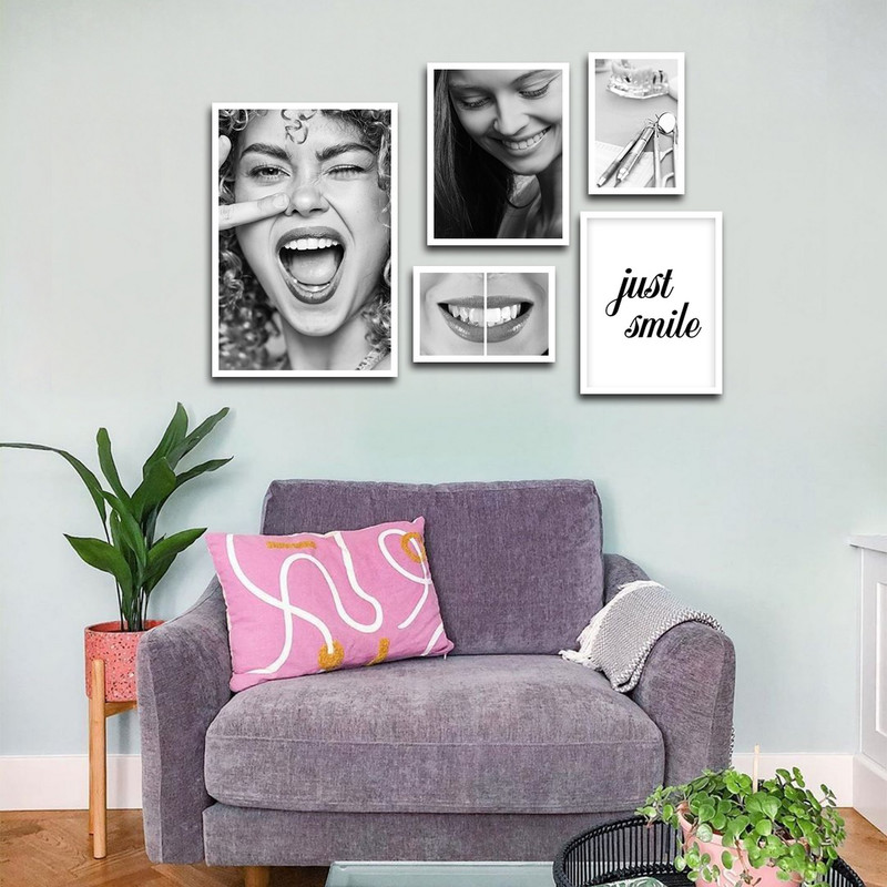 تابلو بکلیت طرح لبخند و دندانپزشکی مدل W-1580 مجموعه 5 عددی