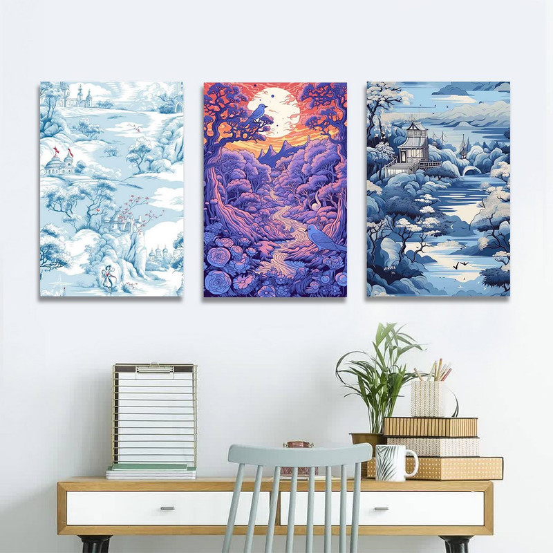 تابلو شاسی بکلیت طرح طبیعت زمستان مدل SH-1189  مجموعه 3 عددی