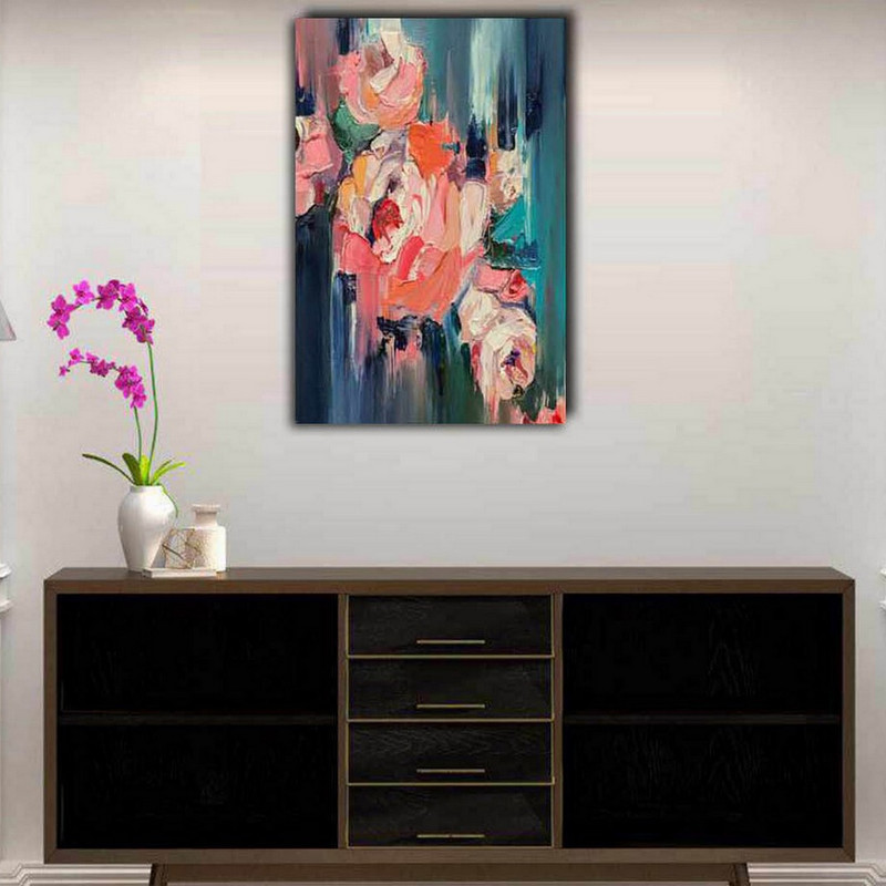 تابلو شاسی بکلیت طرح نقاشی آبرنگ گل مدل SH-212 مجموعه 1 عددی