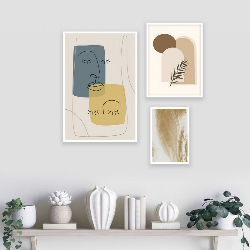 تابلو بکلیت مدل طرح مینیمال پر و نقاب W-984  مجموعه 3 عددی