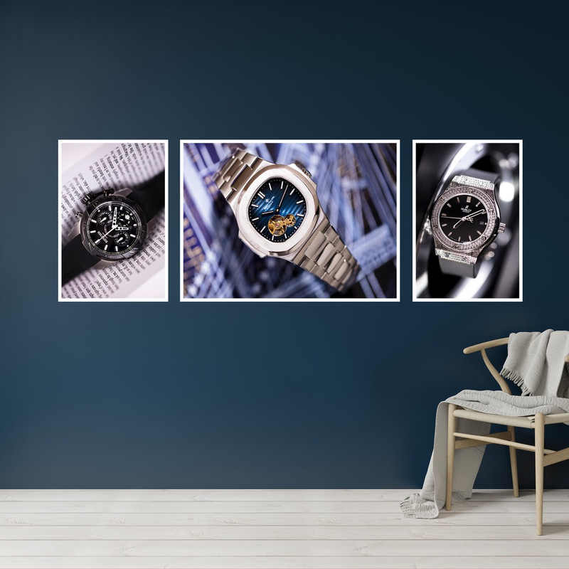 تابلو بکلیت طرح دکوراتیو ساعت مچی مدل w-480 مجموعه 3 عددی