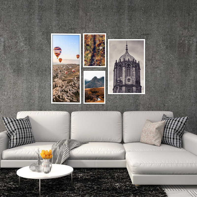 تابلو بکلیت طرح منظره طبیعت و شهر مدل W-448 مجموعه 4 عددی